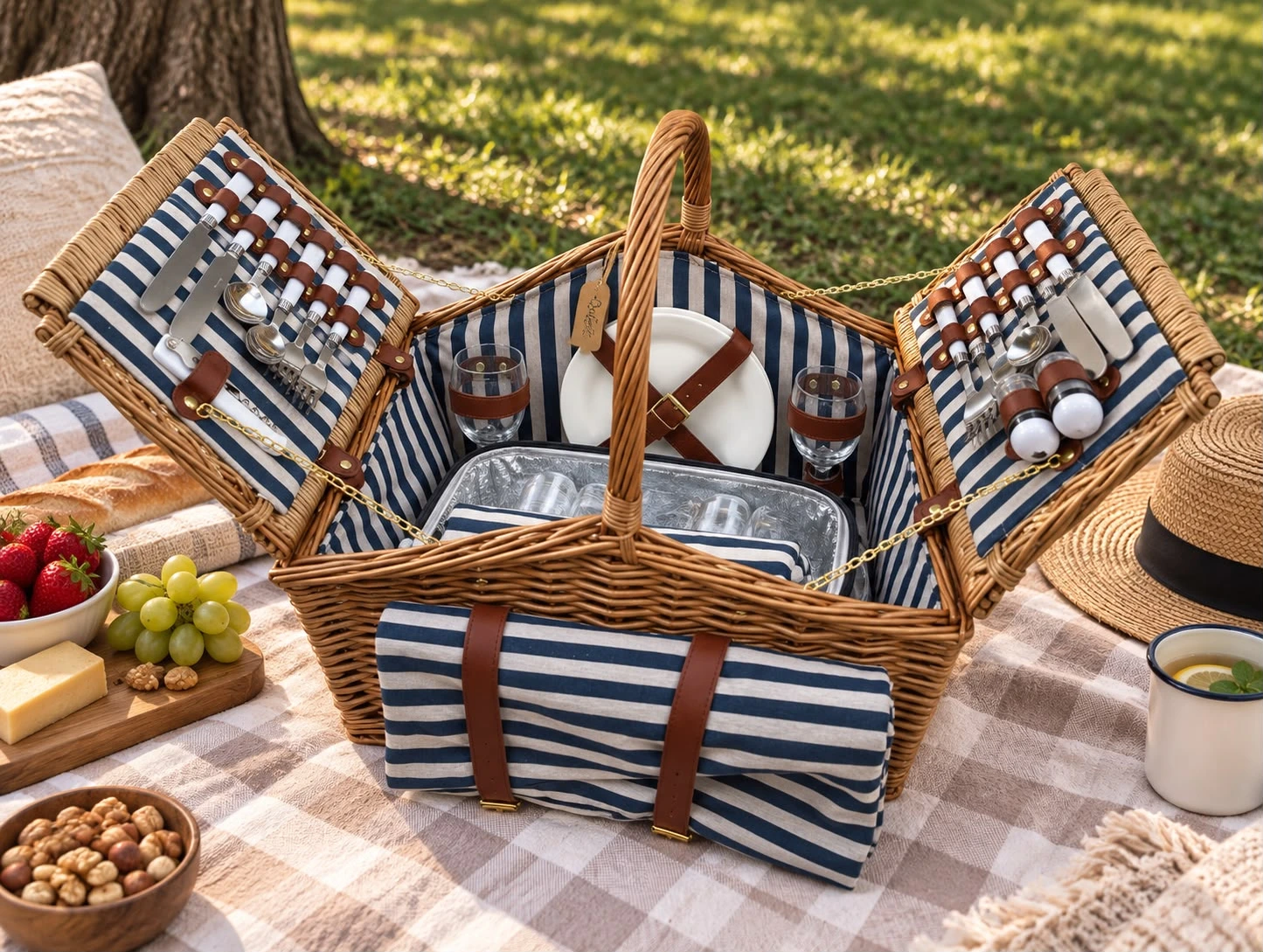 Canasta Picnic Grande Azul