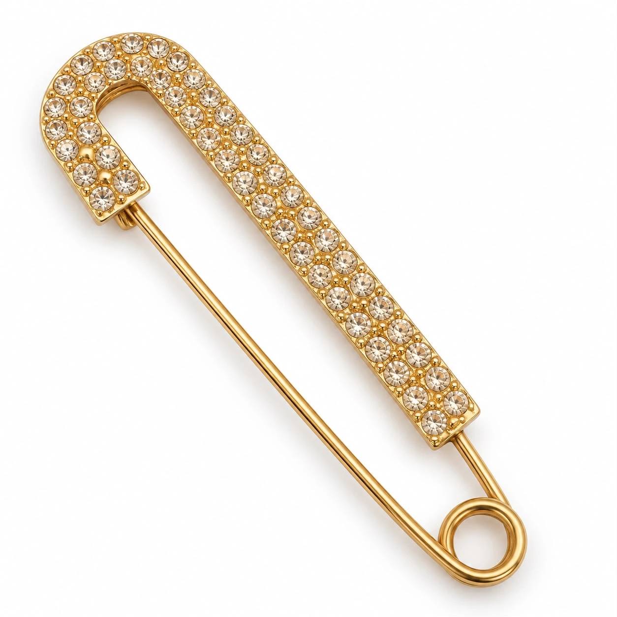 Prendedor Alfiler dorado con cristales