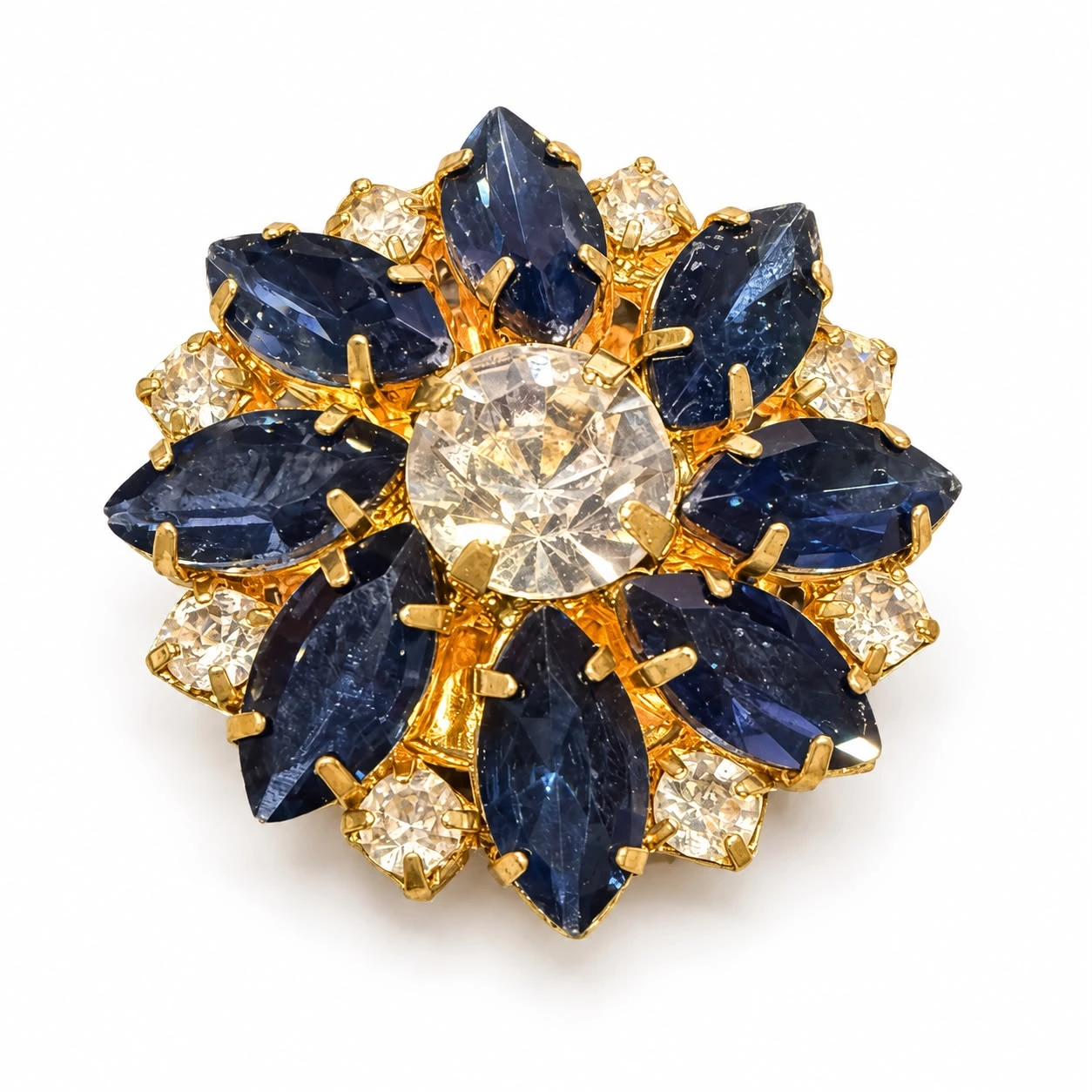 Prendedor Flor azul con cristales