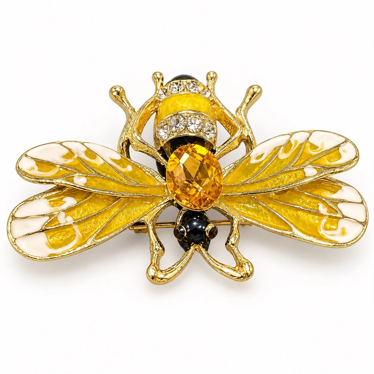 Prendedor Abeja amarilla con cristal central - Image 2
