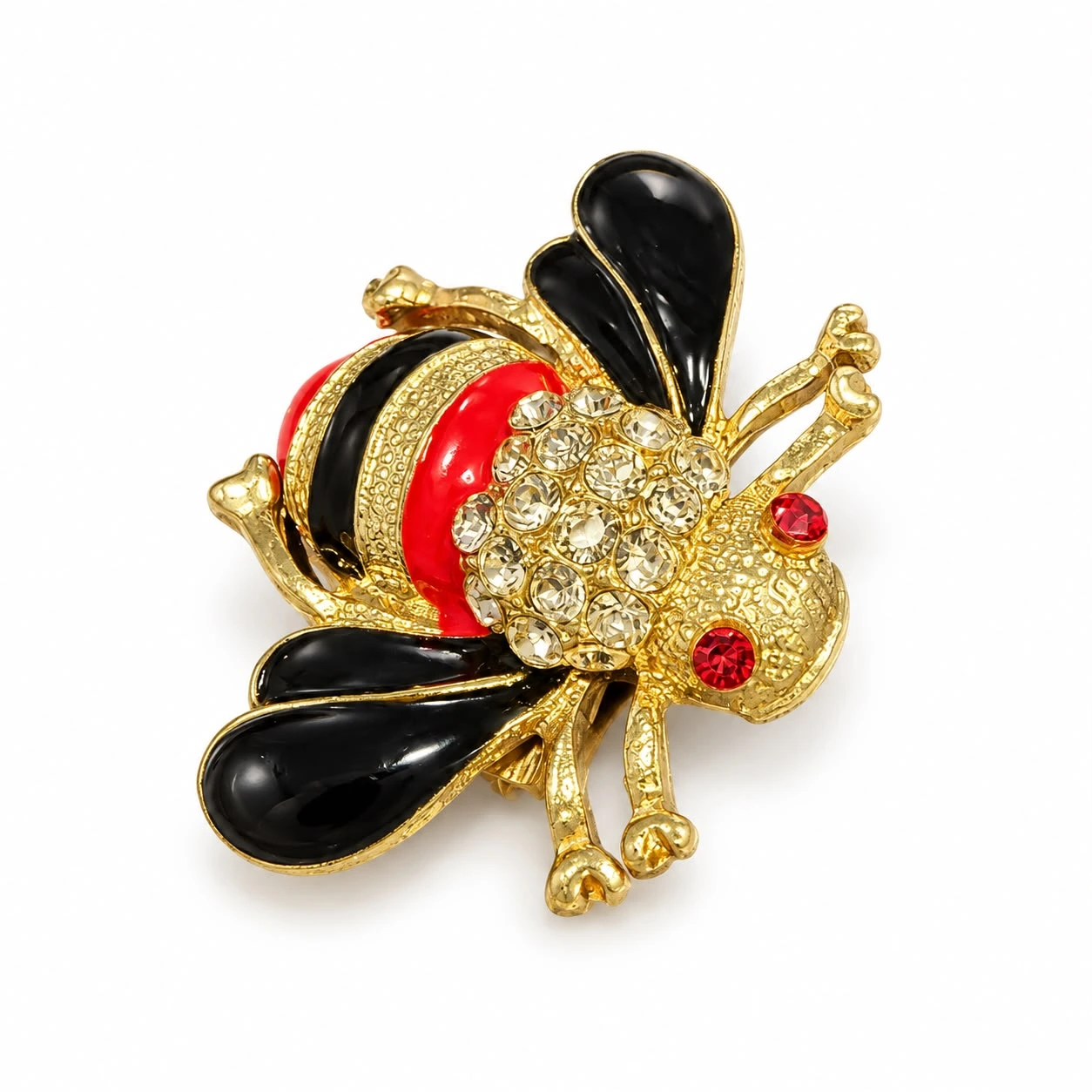 Prendedor Abeja roja de alas negras - Image 2