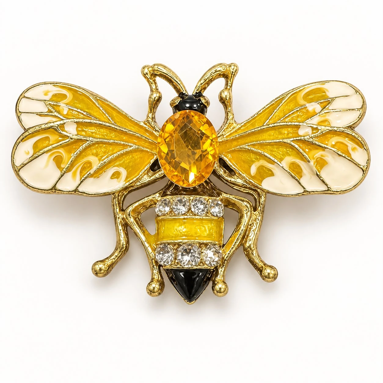 Prendedor Abeja amarilla con cristal central