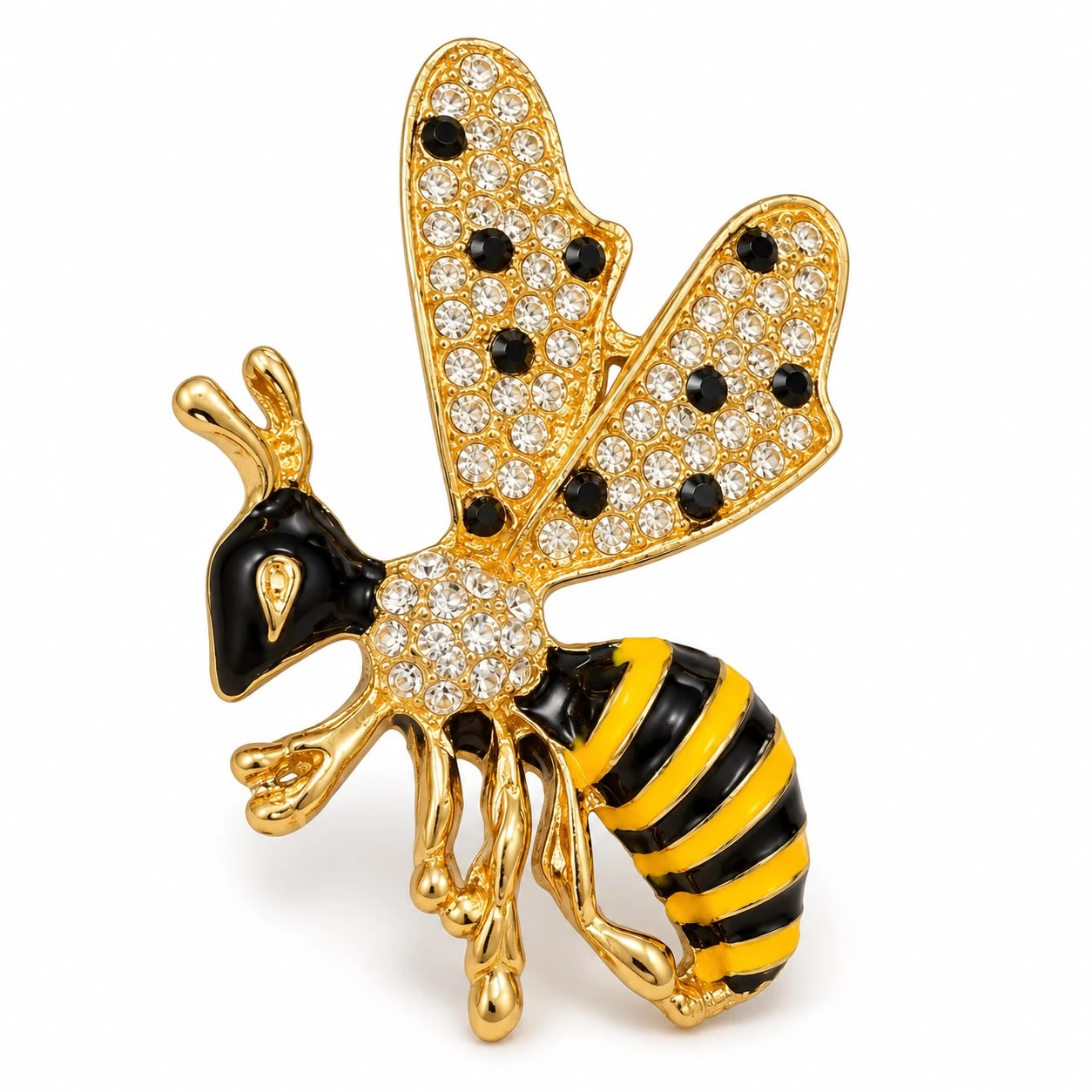 Prendedor Abeja amarilla y negra con cristales - Image 2