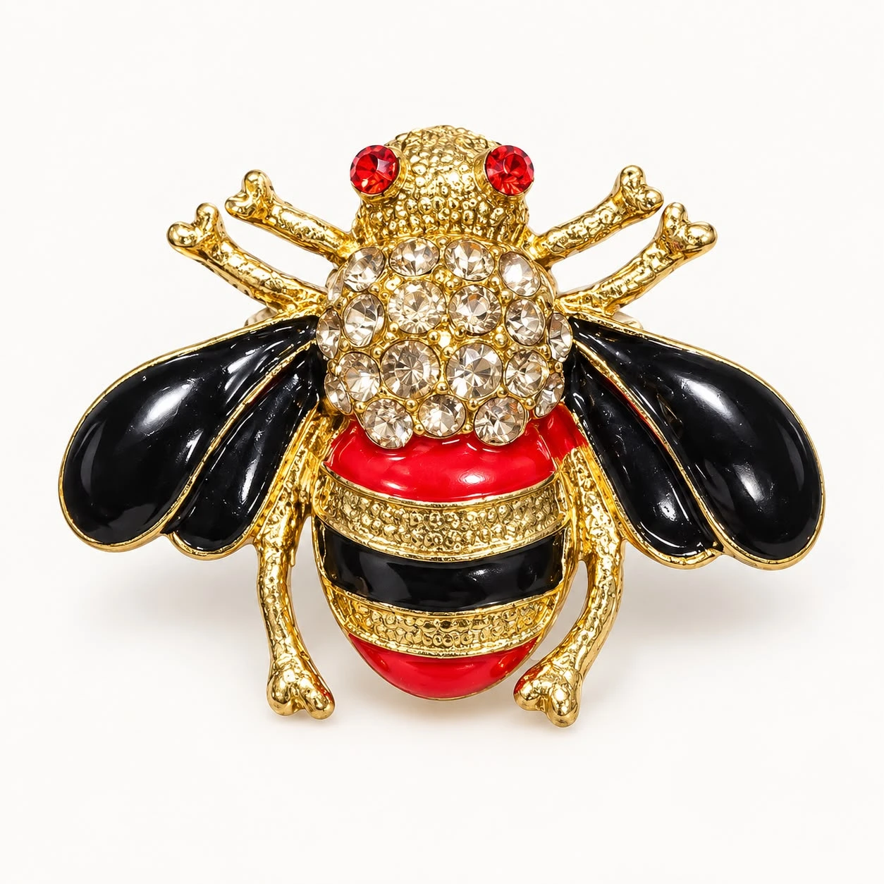 Prendedor Abeja roja de alas negras