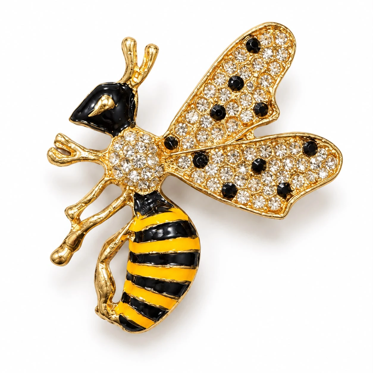 Prendedor Abeja amarilla y negra con cristales