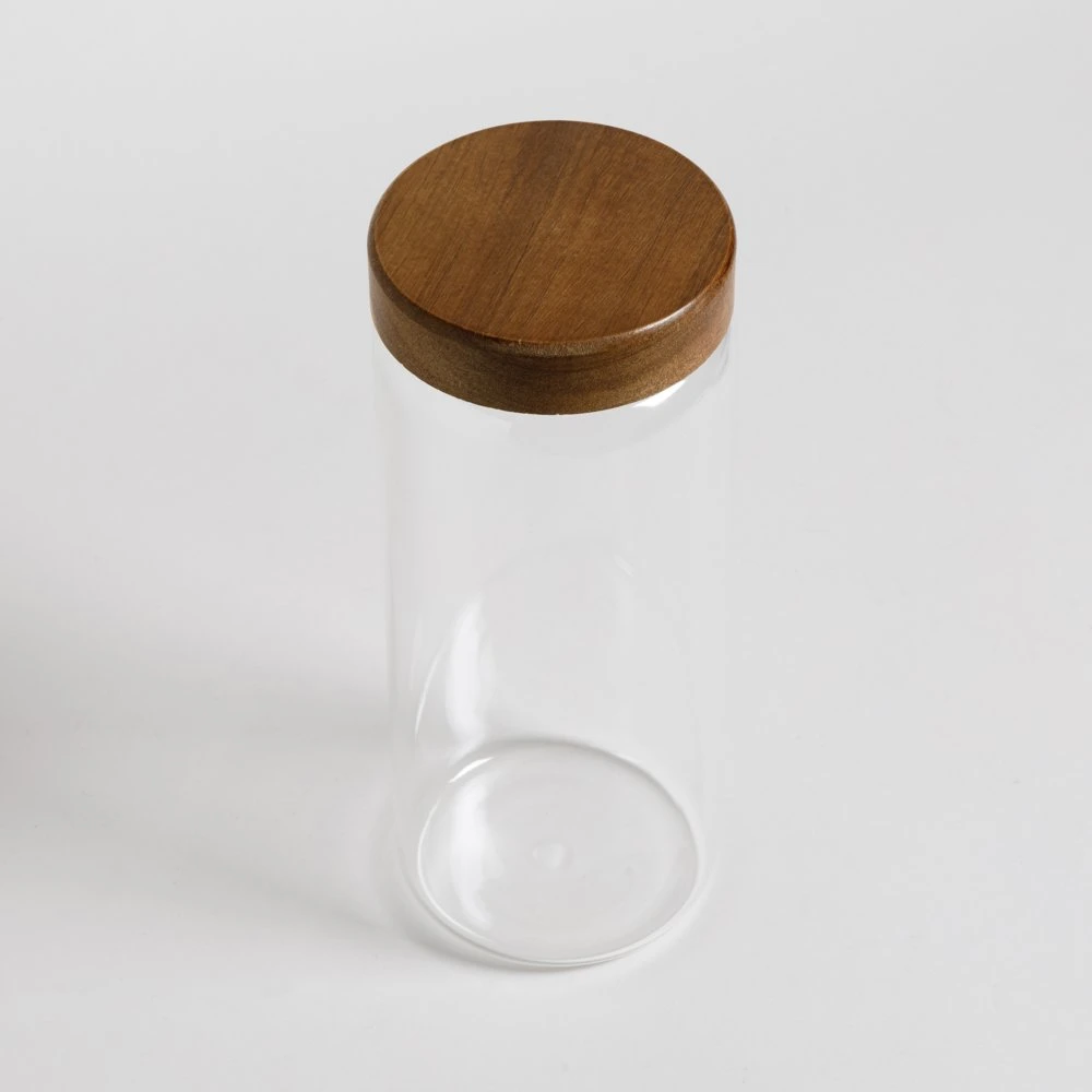 Frasco redondo con tapa de madera