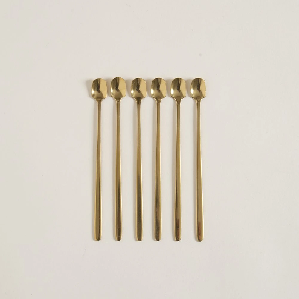 Set x 6 cucharas de acero dorado