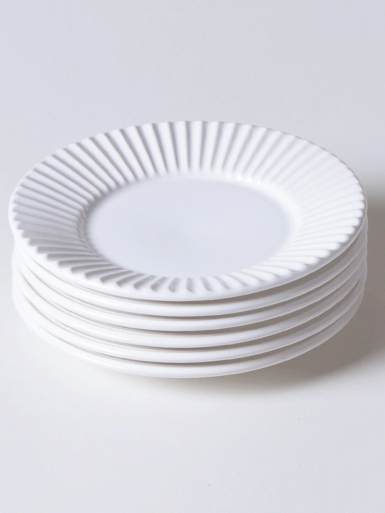Set x6 Platos Postre Cerámica Plissé Blanco 6 Piezas 20,5 cm - Image 3