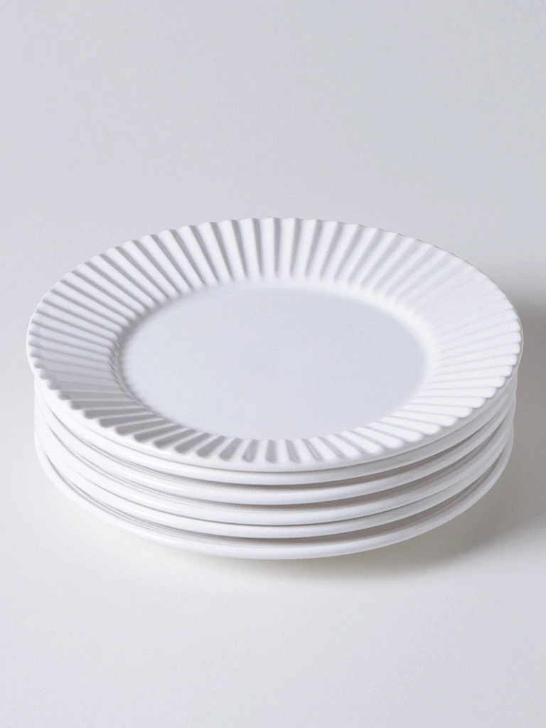 Set x6 Platos Playo Cerámica Plissé Blanco 6 Piezas 26 cm - Image 3