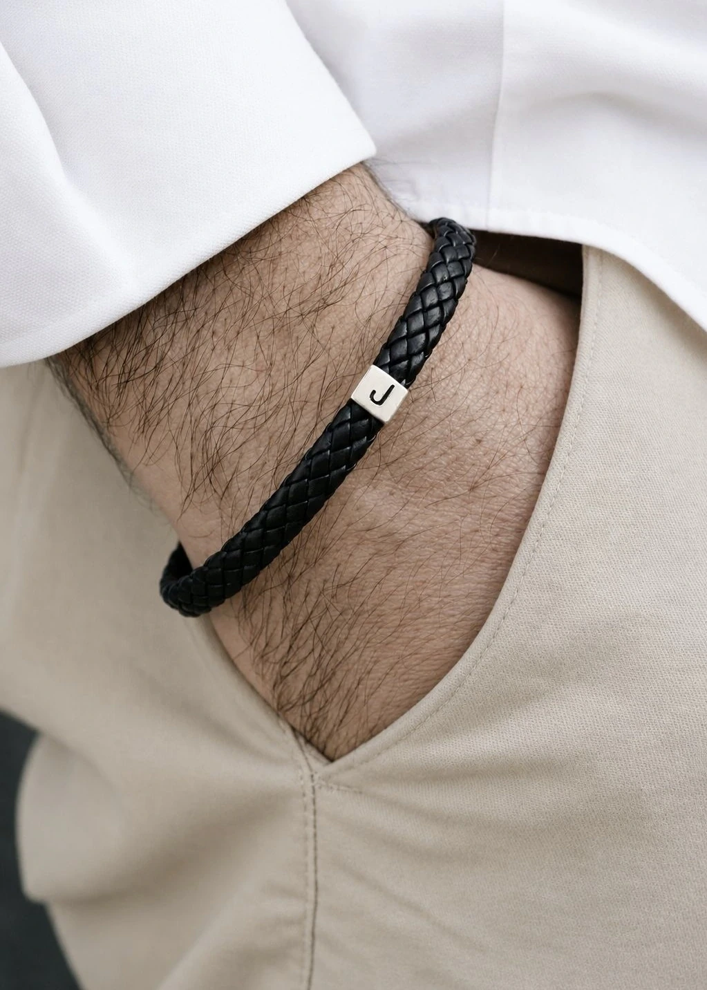 Pulsera Hombre Simil Cuero + Dije