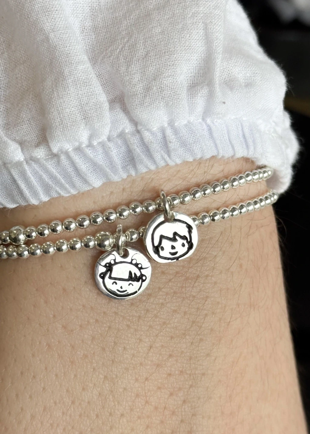 Pulsera Bolitas + Medalla hija/o
