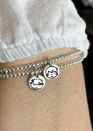 Pulsera Bolitas + Medalla hija/o