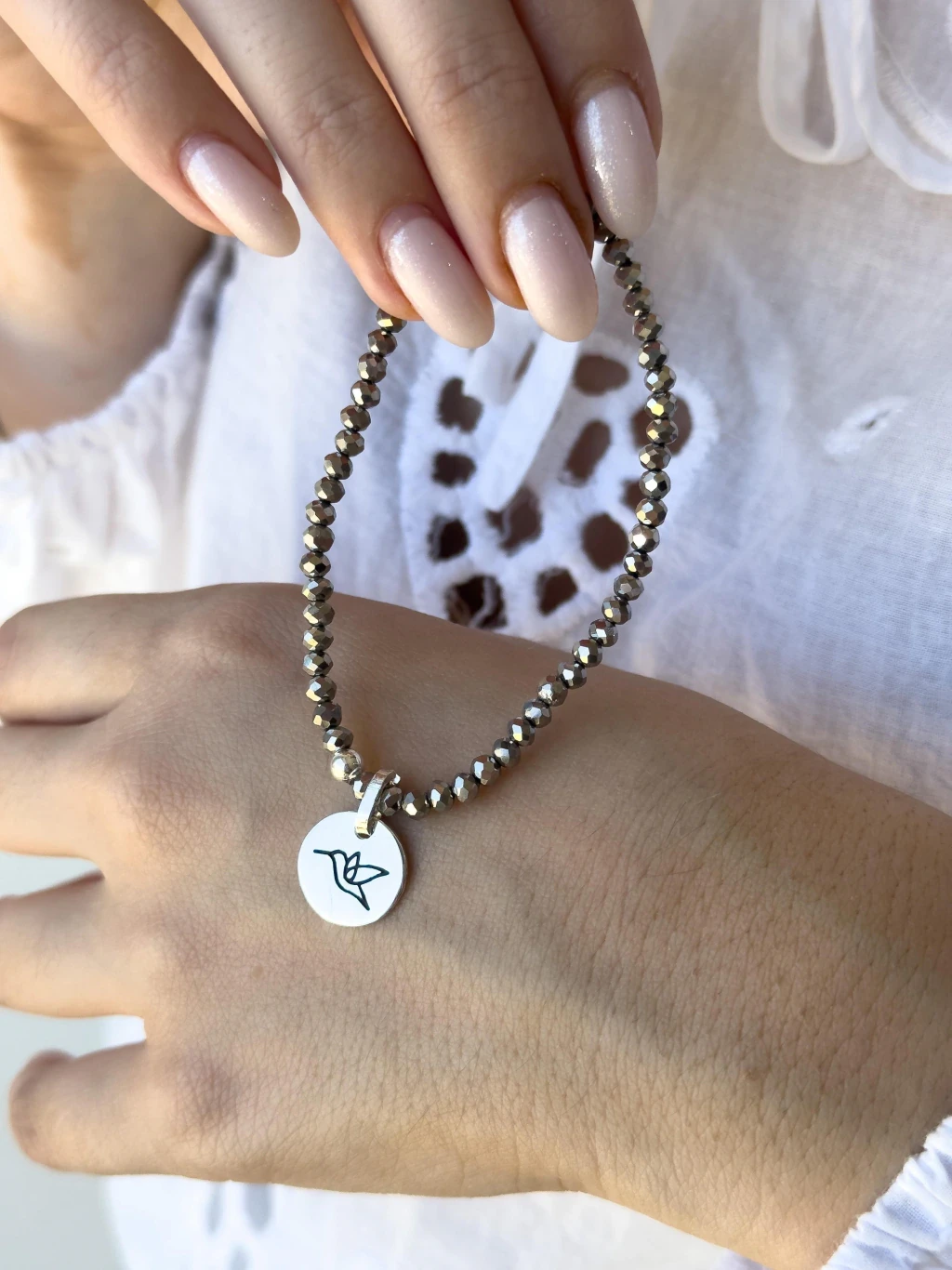 Pulsera Cristal + Medallita a elección