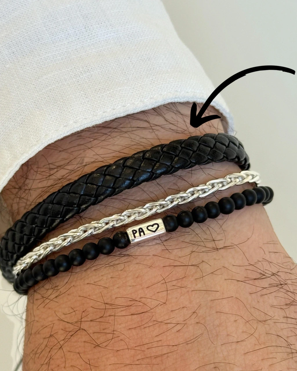 Pulsera Hombre Simil Cuero + Dije - Image 4